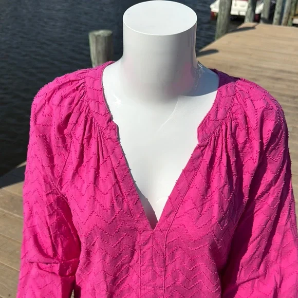 INC International Concepts Pink 3/4 Sleeve Relaxed Blouse Trina Turk - Picture 2 of 8